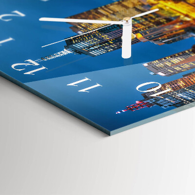 Horloge carrée en verre Ville