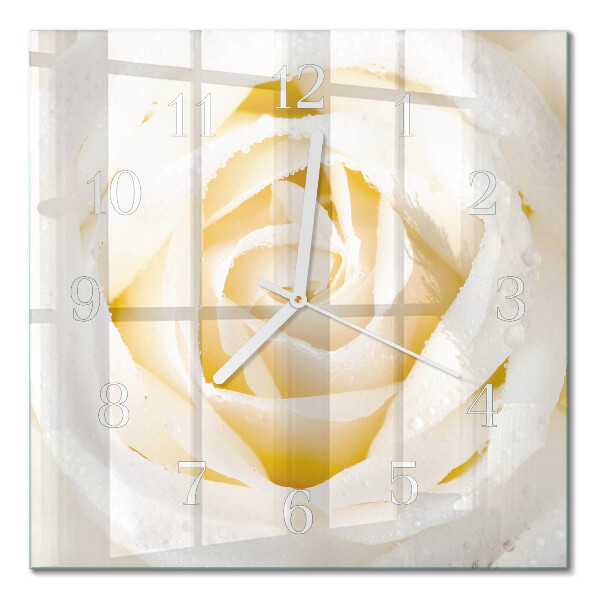 Horloge carrée en verre Rose