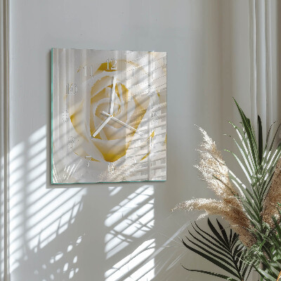Horloge carrée en verre Rose