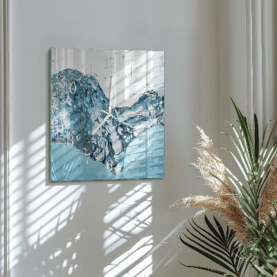 Horloge carrée en verre Eau