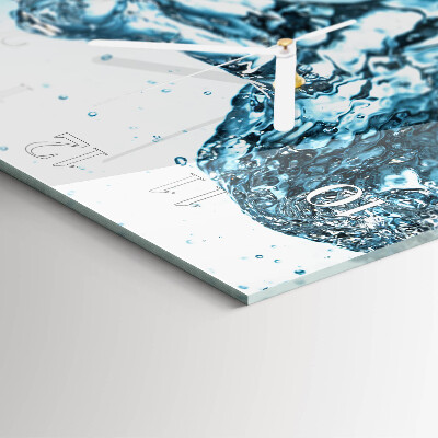 Horloge carrée en verre Eau