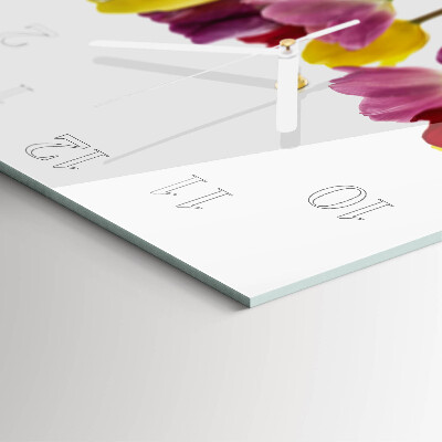 Horloge carrée en verre Tulipes colorées