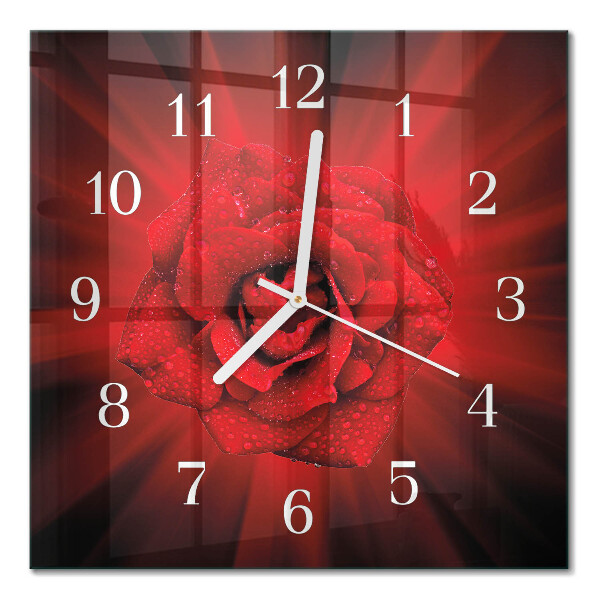 Horloge carrée en verre Rose