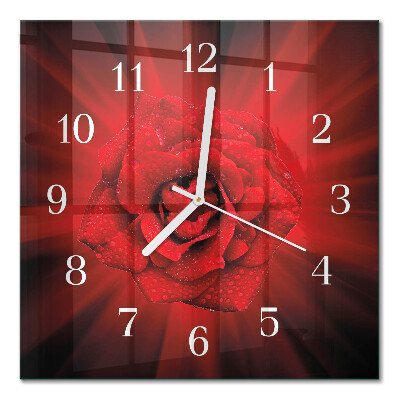 Horloge carrée en verre Rose