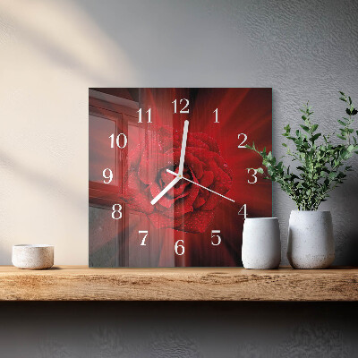 Horloge carrée en verre Rose