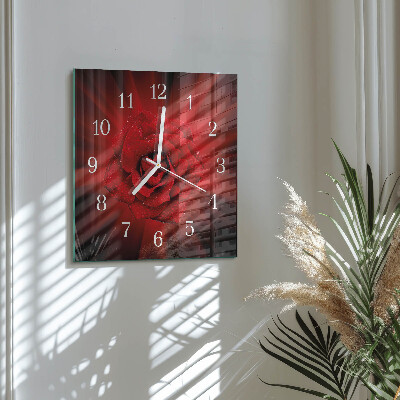 Horloge carrée en verre Rose
