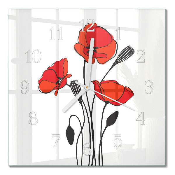 Horloge carrée en verre Pavot