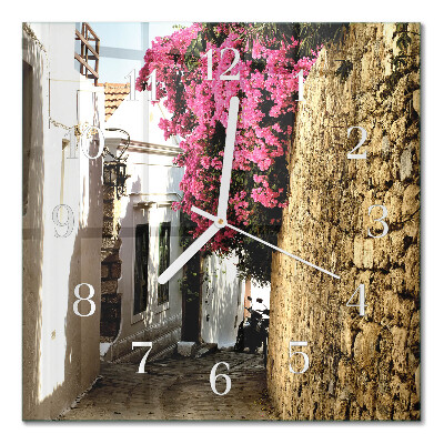 Horloge carrée en verre Allée des fleurs