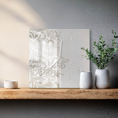 Horloge carrée en verre Art floral