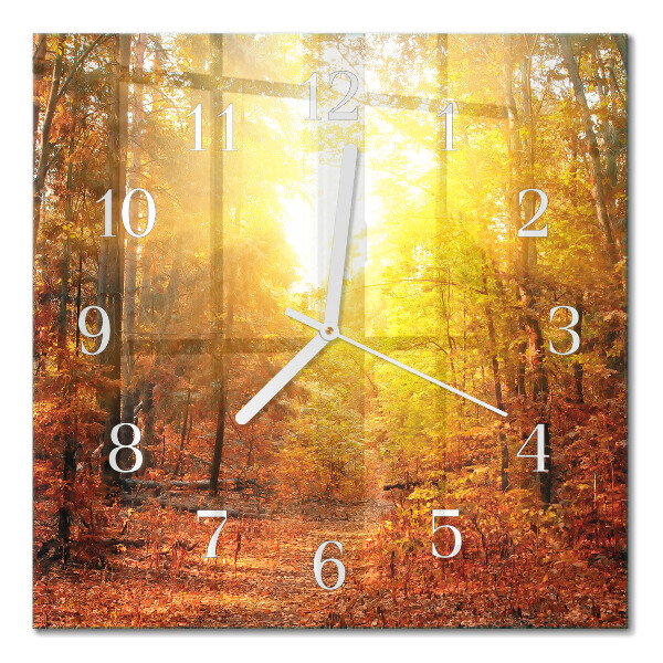 Horloge carrée en verre Forêt d'automne