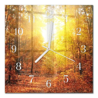 Horloge carrée en verre Forêt d'automne
