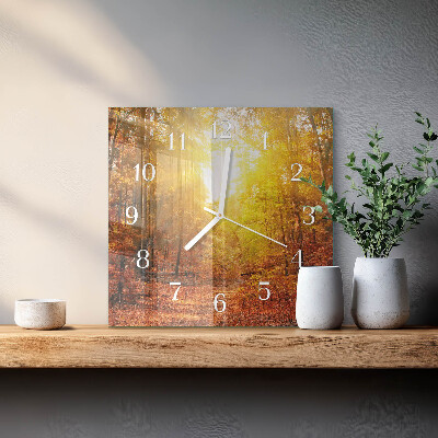Horloge carrée en verre Forêt d'automne