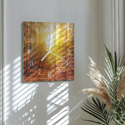 Horloge carrée en verre Forêt d'automne
