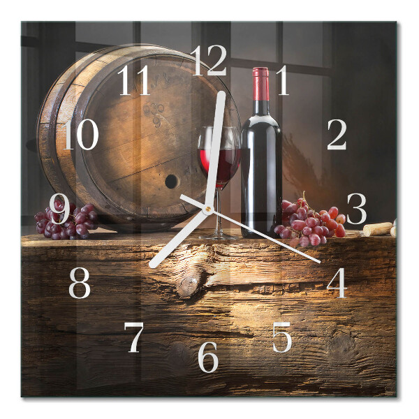 Horloge carrée en verre Raisins pour le vin