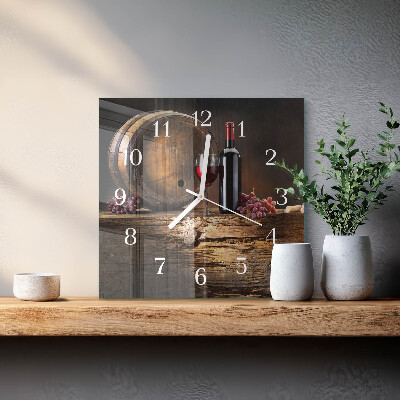 Horloge carrée en verre Raisins pour le vin