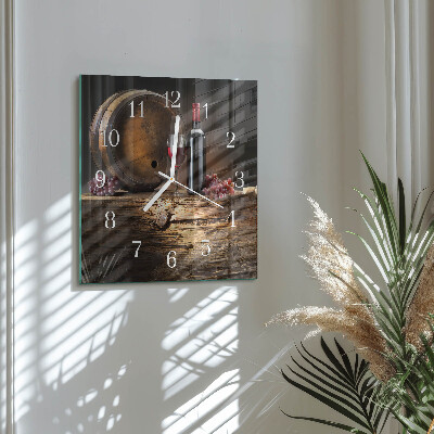 Horloge carrée en verre Raisins pour le vin