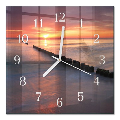 Horloge carrée en verre Soleil de la mer