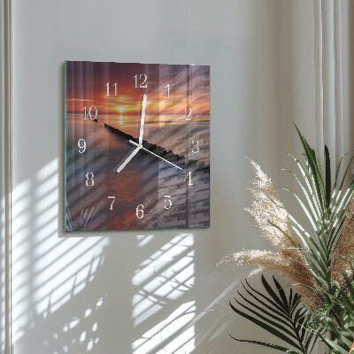 Horloge carrée en verre Soleil de la mer