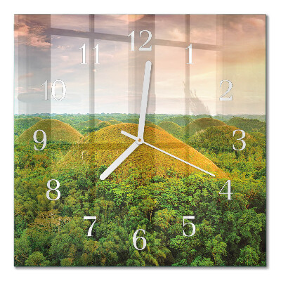 Horloge carrée en verre Paysage