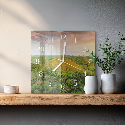 Horloge carrée en verre Paysage