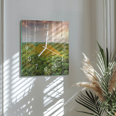 Horloge carrée en verre Paysage