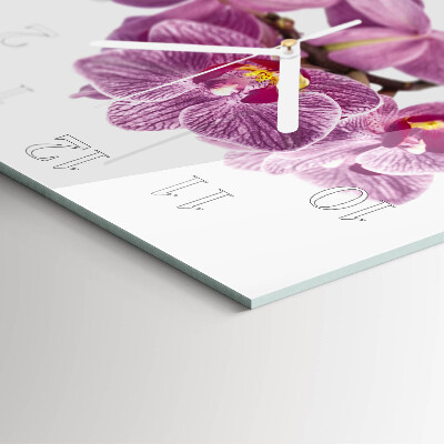 Horloge carrée en verre Orchidées