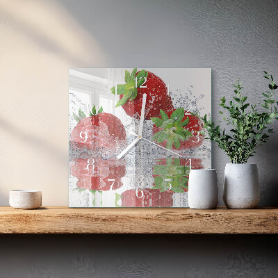 Horloge murale carrée Fraises