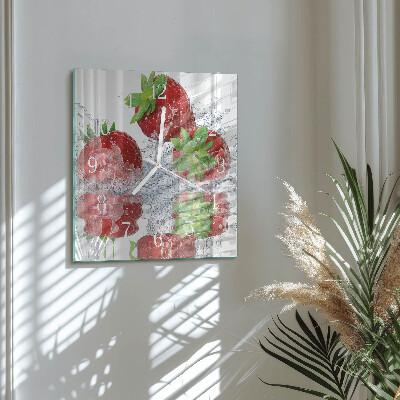 Horloge murale carrée Fraises