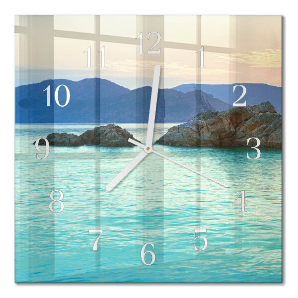 Horloge carrée en verre Île de la mer