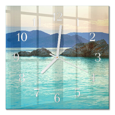 Horloge carrée en verre Île de la mer