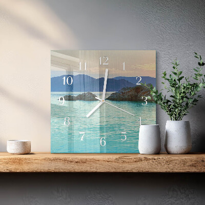 Horloge carrée en verre Île de la mer