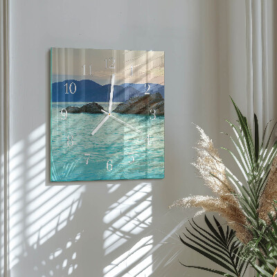 Horloge carrée en verre Île de la mer