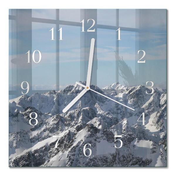 Horloge murale carrée Montagnes