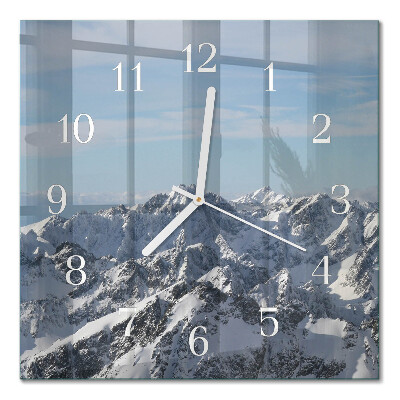 Horloge murale carrée Montagnes