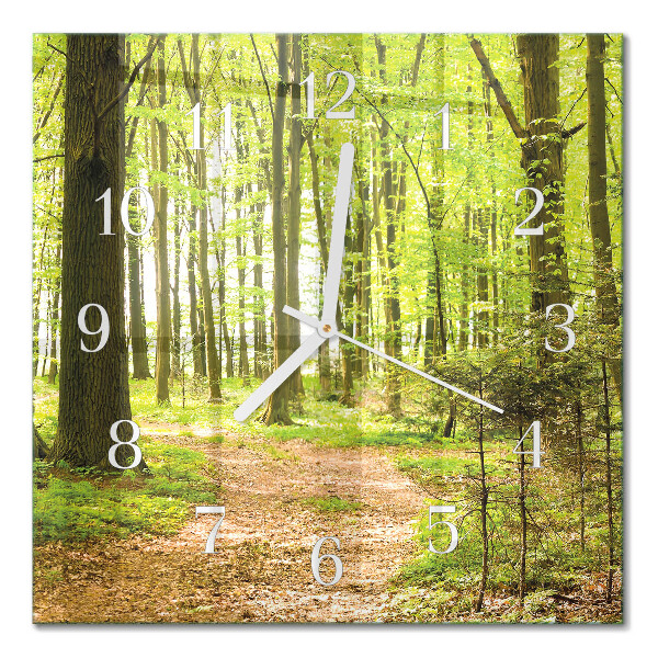 Horloge carrée en verre Forêt