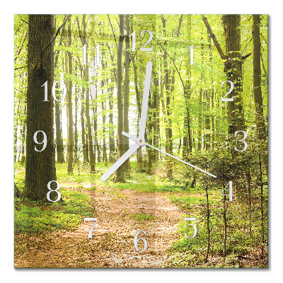 Horloge carrée en verre Forêt