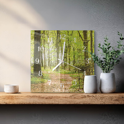 Horloge carrée en verre Forêt