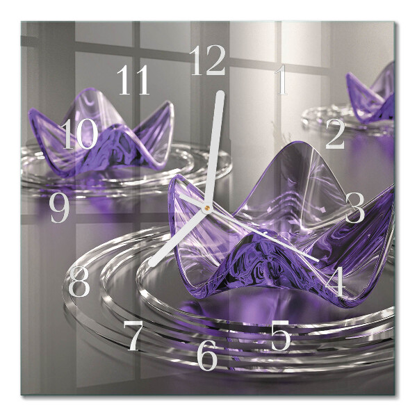 Horloge carrée en verre Fleurs en verre
