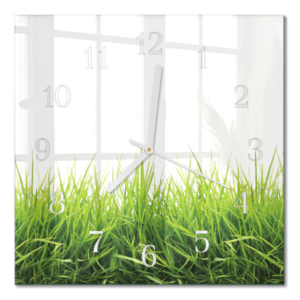 Horloge carrée en verre Herbe