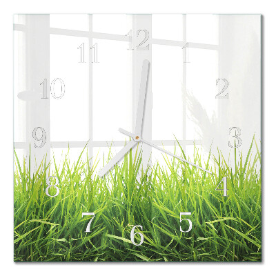 Horloge carrée en verre Herbe