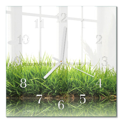 Horloge carrée en verre Herbe