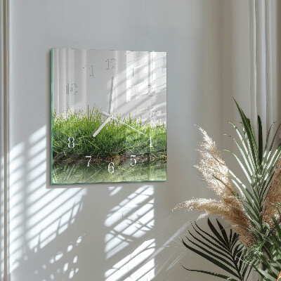 Horloge carrée en verre Herbe
