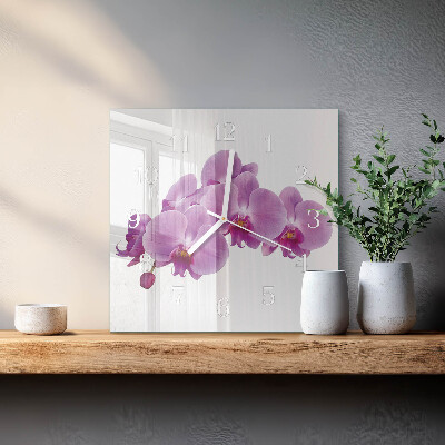 Horloge murale carrée Orchidée