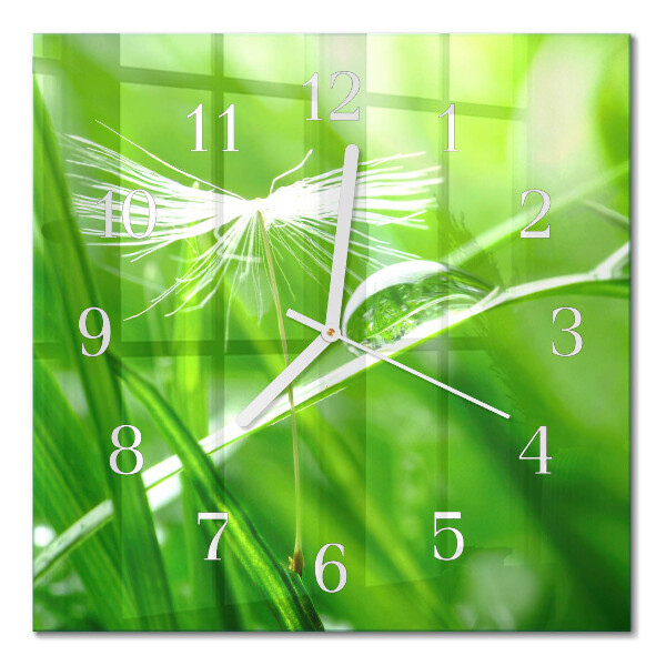 Horloge carrée en verre Herbe