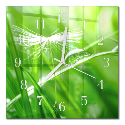 Horloge carrée en verre Herbe