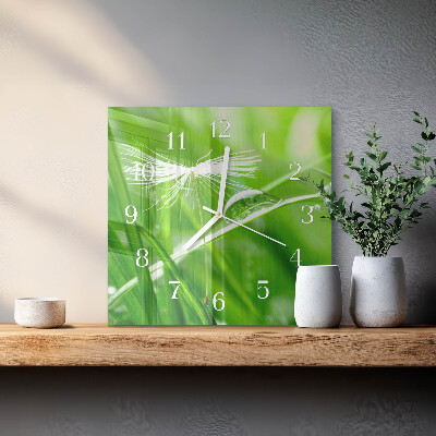 Horloge carrée en verre Herbe