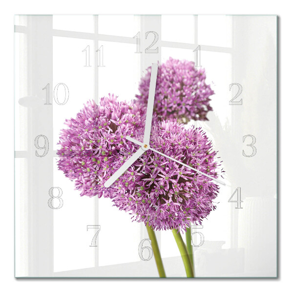 Horloge carrée en verre Fleur