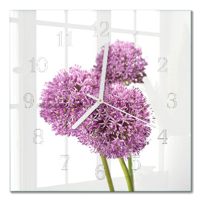 Horloge carrée en verre Fleur