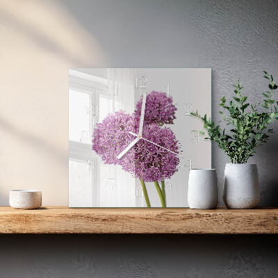 Horloge carrée en verre Fleur