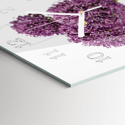 Horloge carrée en verre Fleur